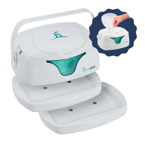 Hiccapop Portable Baby Wipe Warmer and Wet Wipes Dispenser with 2 Charging Bases and Changing Light