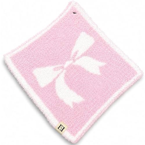 Leaps + Legends USA Bow Baby Lovey Paci/Teether Holder 10"x10" - DreamSoft Plush Fluffy Cuddly Soothie Reversible Mini Comfort Blanket - Cute Girly Newborn Gift Essential for Babies Girls (Pink/White)