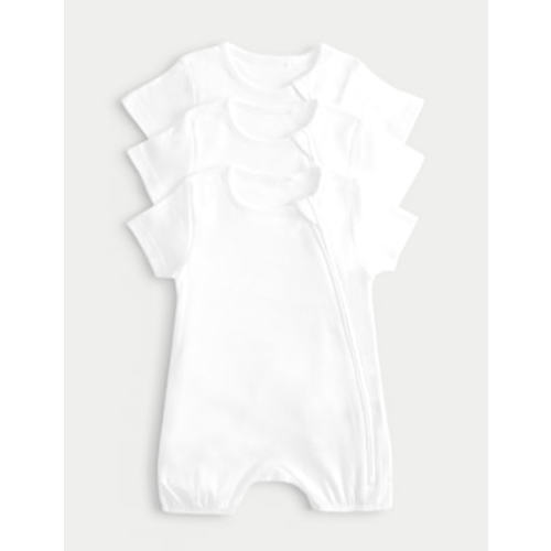 3 Pack Pure Cotton White Rompers (0-3 Yrs)