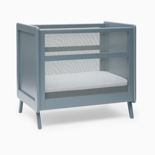 Halo 2-in-1 Breathable Mesh Convertible Mini Crib with Mattress - Slate Blue