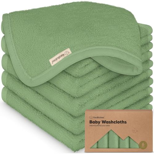 6-Pack Baby Washcloths - Soft Absorbent Viscose from Bamboo Wash Cloths for Babies, Kids, Toddlers, Infant, Newborn Bath Towels, Gentle on Sensitive Skin, 10x10 Reusable Face Towels (Meadow Green)