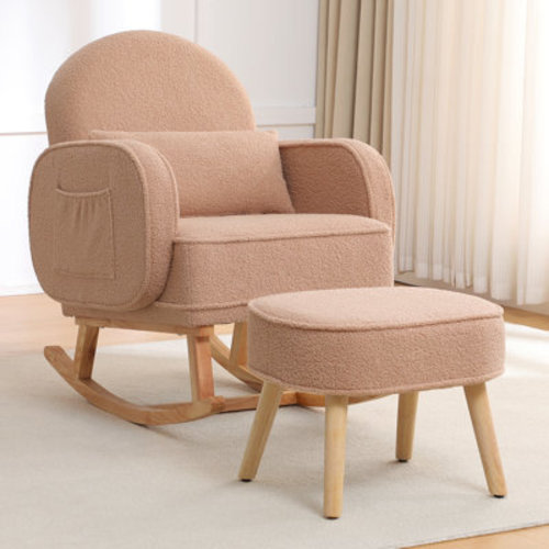 Upholstered Teddy Rocking Chair With Ottoman | Wayfair