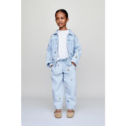 EMBROIDERED FLORAL DENIM JACKET - Blue | ZARA United States