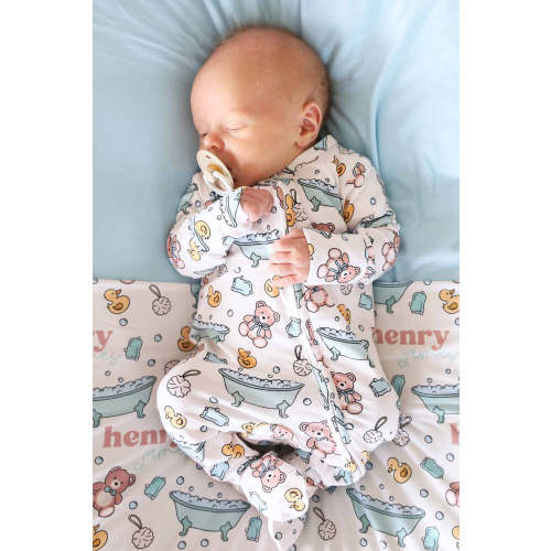 Bathtime Besties Zipper Footie | Blue