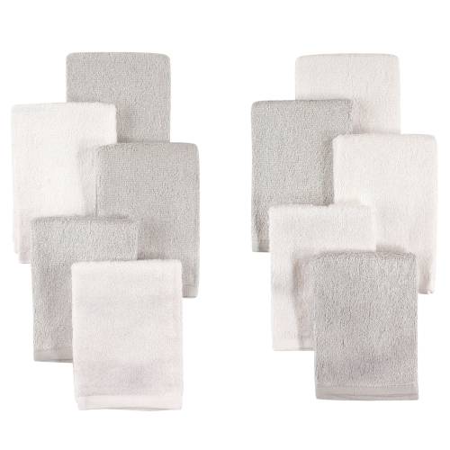 Little Treasure Baby Unisex Rayon from Bamboo Luxurious Washcloths, Gray White, One Size - Gray White - One Size