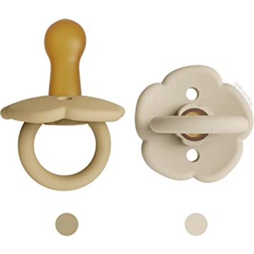 Moonkie Pacifiers Set of 2 | One-Piece Design Baby Pacifier with Large Air Holes | BPA-Free Silicone | Safe for Babies 0-6 Months
