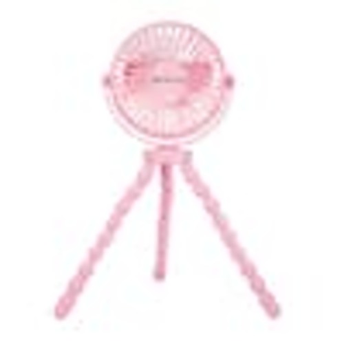 Comfort Zone 4 in. Tri-Pod Stroller Fan with Flexible Legs, 3-Speed, Rechargeable, Pink MTD08-PK