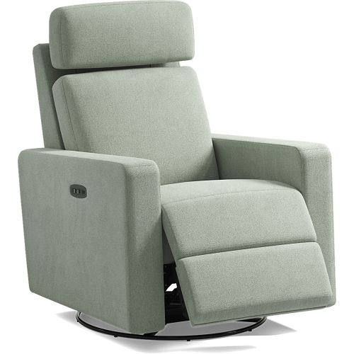 Clifton Blue Knitted Swivel Glider Recliner | Rooms to Go