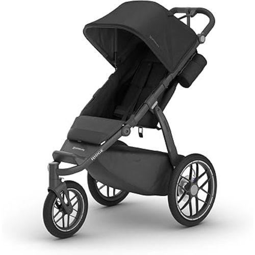 UPPAbaby Ridge V2 Jogging Stroller | All-Terrain Performance Suspension + Never-Flat Tires Built for Walking, Running + Trails | Water Bottle Holder Included | James (Black |Carbon Frame)
