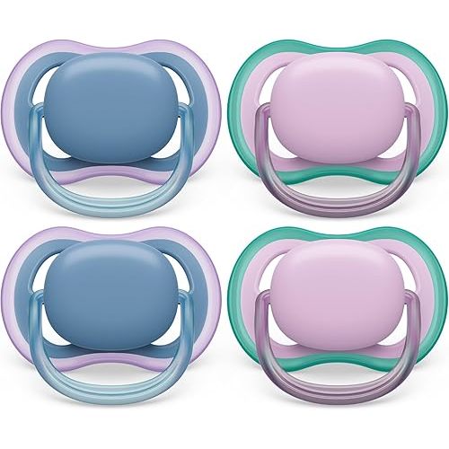 Philips Avent Ultra Air Pacifier 6-18m, Blue Hush/Lush Lilac, 4 pack SCF085/54