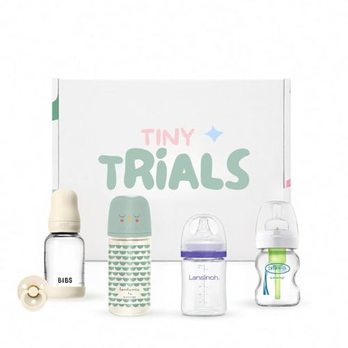 Glass Baby Bottle Variety Pack Featuring Dr. Brown's, Lansinoh, Bibs & Suavinex, Bonus Bibs Pacifier Included, Anti-Colic Non-Toxic Tiny Trials Baby Bottle Discovery Box