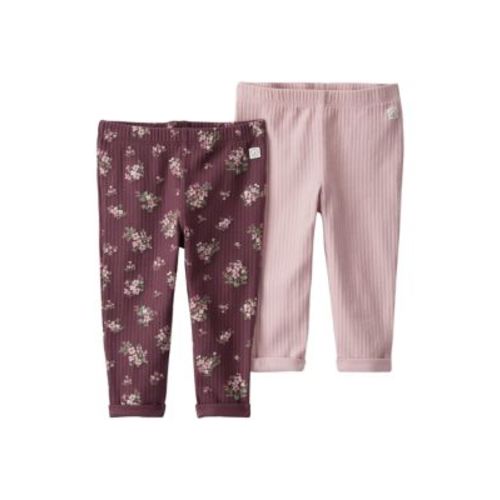 Baby Girls Ribbed Knit Leggings - 2 Pack