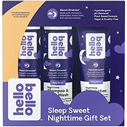 Hello Bello Sleep Sweet Nighttime Gift Set I Hypoallergenic Baby and Kid Kit with Shampoo & Body Wash, Bubble Bath & Lotion I Sleep Sweet Scent I Vegan and Cruelty Free