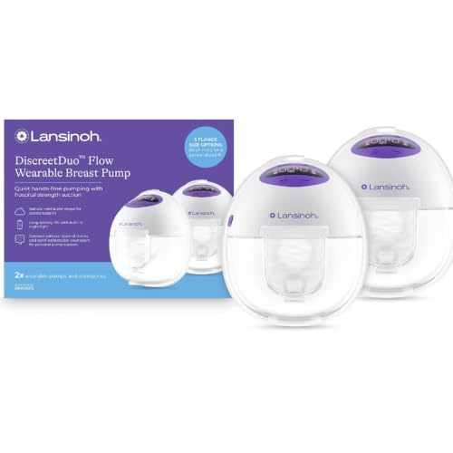 Lansinoh Discreet Duo Flow Wearable Breast Pump (New) | 4 Pumping Modes, 9 Levels Hospital Strength Suction, LED Display, Leak-Resistant Design, 2 Breast Flange Sizes: 24mm & 21mm