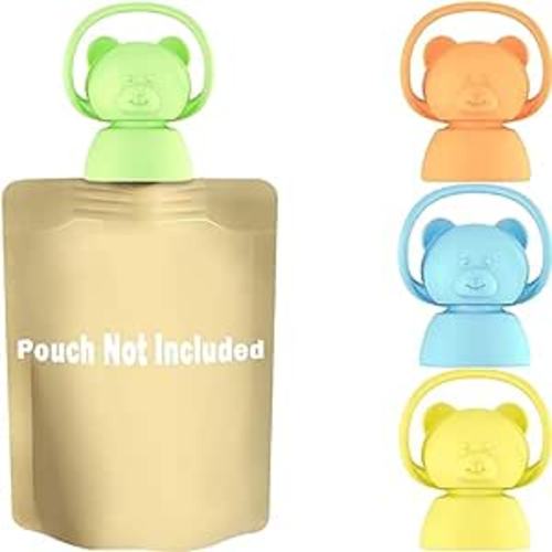 Amazon.com : Giichen Soft Sip Food Pouch Topper - BPA Free Silicone Food Pouch Tops for Baby Prevent Spills, Food Grade Toddler Pouch Lids Protects Childs Mouth, 4 Pack Bundle (Blue, Green, Yellow, Orange) : Baby