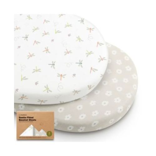 Bassinet Sheet for Baby Girls, Boys, 2-Pack Soothe Bassinet Fitted Sheets, Bedside Bassinet Mattress Sheet