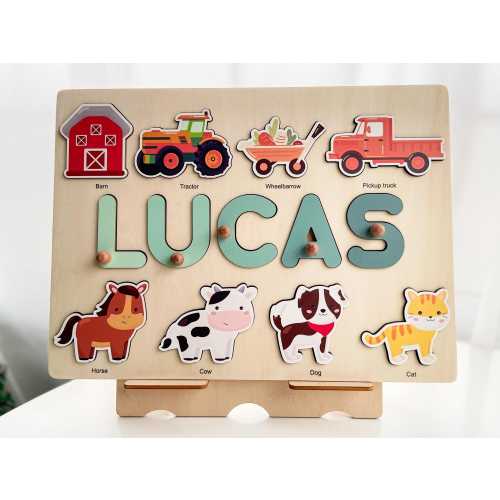 Personalized Farm Name Puzzle, 1 Year Old Birthday Gifts Boy, Custom Toddler Puzzle, Personalized Puzzles for Kids, Farm 2nd Birthday Gifts