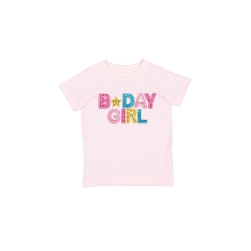 Birthday Girl Rhinestone Patch Short Sleeve T-Shirt