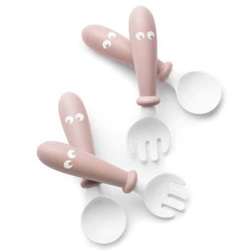 BabyBjörn Baby Spoon and Fork, 4 pcs, Powder Pink