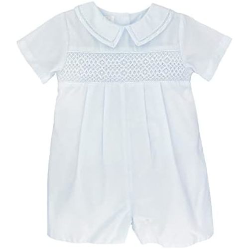 Petit Ami Baby Boys' Romper with Smocking and Faggoting