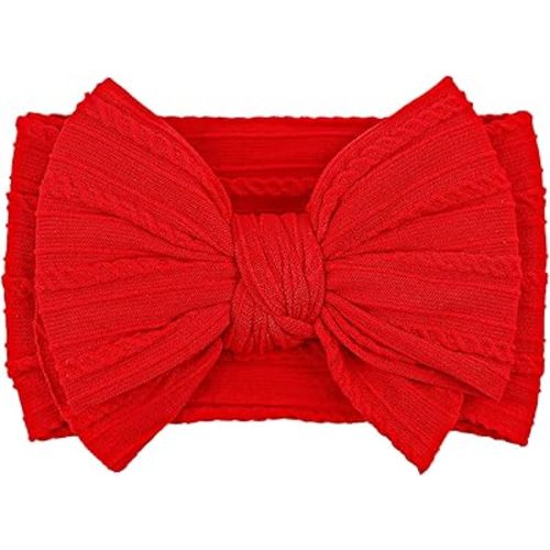 LemonSpace Handmade Red Baby Girls Bows Soft Stretchy Nylon Hair Bands Hair Accessories Baby headbands with Bows for Newborn Baby Girls Infant Toddlers Kids(Red)