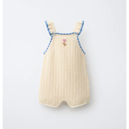 EMBROIDERED FLORAL KNIT ROMPER - Ecru | ZARA United States