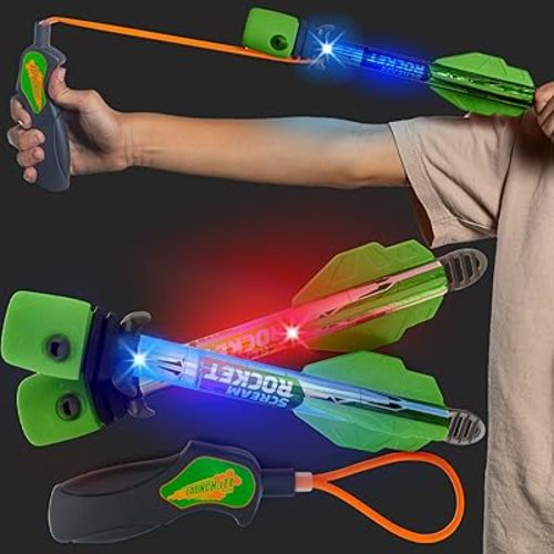 Light Up Foam Rocket Toys for Kids: Best LED Rocket Launcher Slingshot Lights Up & Makes Noise! for Boys & Girls. Outdoor Toy Party Favors Easter Stuffers & Great Gifts for Ages 8 9 10 11 12 13 +