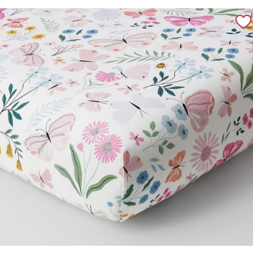 Wildflower Butterfly Crib Fitted Sheet | Pottery Barn Kids