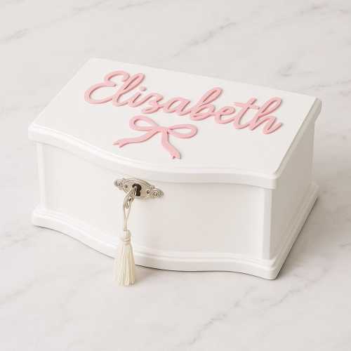 Bow Personalized Name Ballerina Music Jewelry Box Keepsake Unique Gifts Baby Shower Home Decor Custom Christmas Girl Birthday Nursery