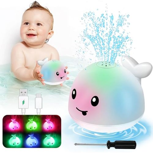 Bath Toys for Kids Ages 1-3 - Valentines Day Gifts for Kids,1 2 3 Year Boys Girls Gifts,Easter Basket Stuffers, Light Up Whale Bath Toy Sprinkler, Toddler Bathtub Pool Water Table Toys, Baby Gift