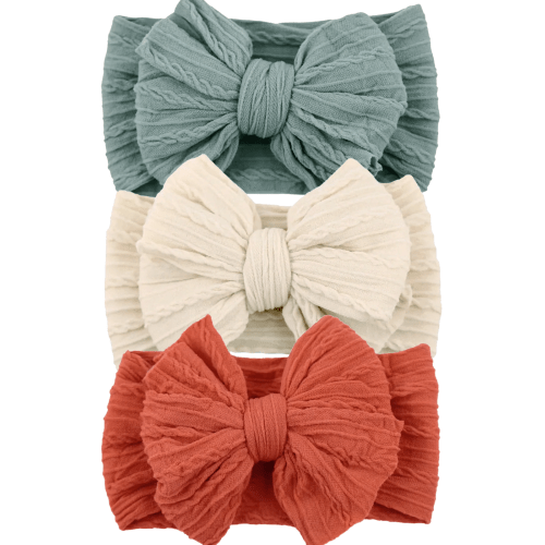 3-Pack Cable Bows, Sienna/Oat/Sage – SpearmintLOVE
