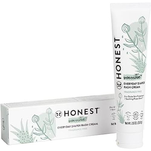 The Honest Company Organic Baby Diaper Rash Cream | Moisturizing + Calming Zinc Oxide Ointment | NSF Certified, Cruelty Free | 2.5 oz