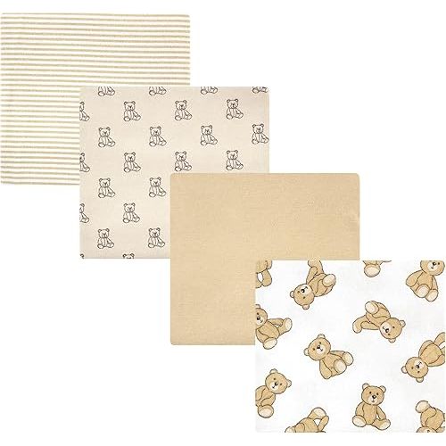 Hudson Baby Unisex Baby Cotton Flannel Receiving Blankets, Teddy Bears, One Size