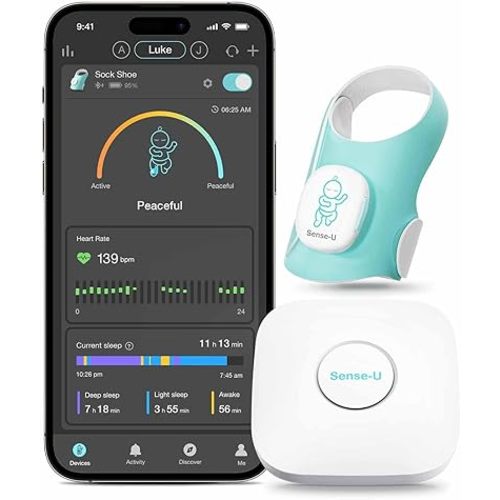 Sense-U Smart Sock Shoe Baby Monitor (Long Range) - Track Baby’s Heart Rate, Movement and Sleep from Anywhere