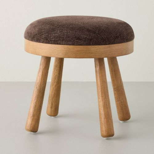 Upholstered Round Top Mid Century Ottoman Brown - Hearth & Hand™ with Magnolia