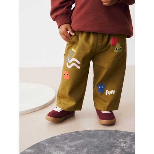 Green Shapes Pull On Wide Trousers (3mths-7yrs)
