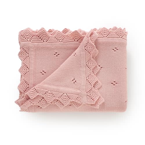 mimixiong Cotton Baby Blanket Knitted Crochet Receiving Crib | Nursery Swaddling Blankets for Newborn Baby Boy Girl