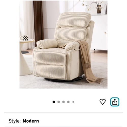 Adult 360° Rocking Recliner Chair，Nursery Rocker Reclining Chair with Side Pocket, a Comfy upholstered Single Sofa Armchair. Suitable for Living Room, Bedroom Nursing use, Velvet Fabric in Beige