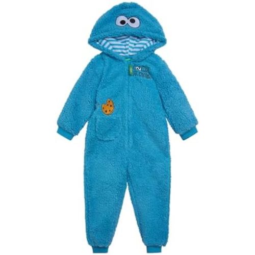 Sesame Street Cozy Sherpa Zip Up Cosplay Costume Coverall Newborn to Toddler Sizes (Newborn - 4T)