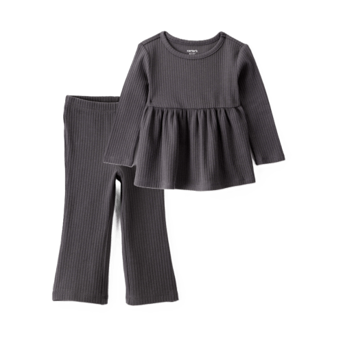 Baby Girl 2-Piece Peplum Pullover Top & Flared Leggings Set - Black - Carter's | Carter's