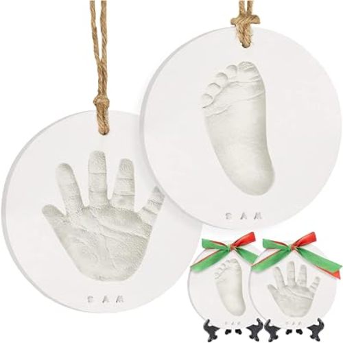 Baby Hand and Footprint Kit Girls, Boys - Personalized Baby’s First Christmas Ornament Kit,Newborn Gifts for New Mom,Cute Shower Gifts for Mother's Day, Easy to Use Handprint Ornaments(Glaze Finish)