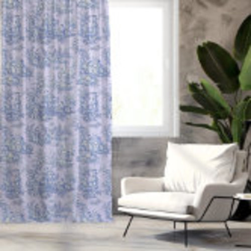Elegant vintage purple toile de jouy printed sheer curtains | Zazzle