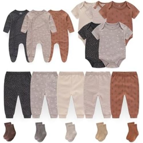 Baby Boy Girl Clothes Cotton Unisex Newborn Layette Gift Set and Accessories 18 Pack Baby Outfit 0-12Months