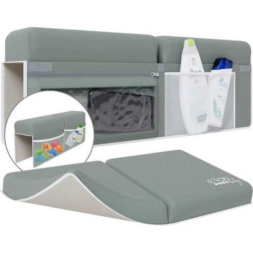 Elan Baby Bath Kneeler and Elbow Rest Pad Set, Non-Slip Design, Includes 4 Toy Pocket Organizers, Waterproof and Easy to Clean