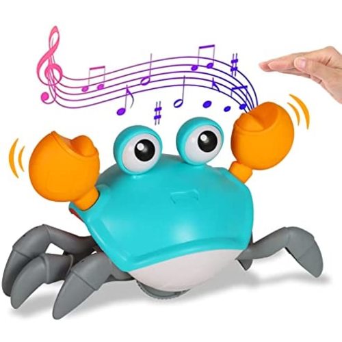 scientree Crawling Crab Baby Toy with Light Up and Music , Toddler Interactive Toys with Sensor Obstacle Avoidance Function,USB Rechargeable, Fun Moving Toy for Babies, Toddlers and Kids