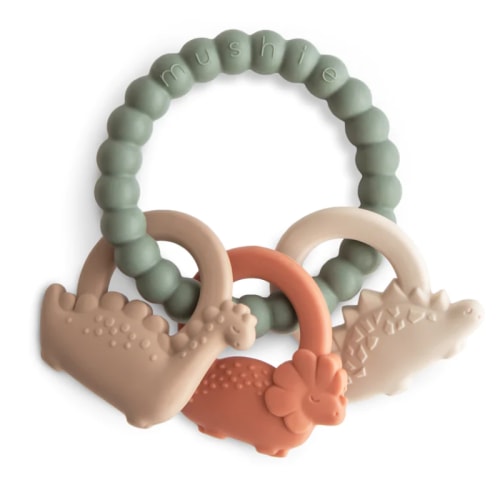 Mushie - Silicone Teething Ring - Dino