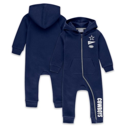 Dallas Cowboys WEAR by Erin Andrews Infant & Newborn Hooded Fleece Full-Zip Coverall - Navy