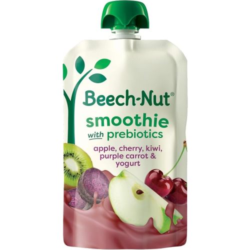 Beech-Nut Toddler Smoothies with Prebiotics, Apple Cherry Kiwi Purple Carrot & Yogurt Baby & Toddler Food Pouches, 3.5 oz (12 Pack)