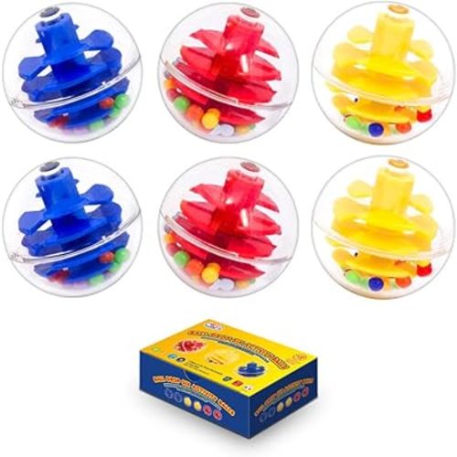 6 Ball Drop Rattle Balls – Replacement Set for Toddlers | 1.8” Large Clear Plastic Activity Balls | Safe Durable Sensory STEM Toy Add-On Compatible with Ball Drop Tower