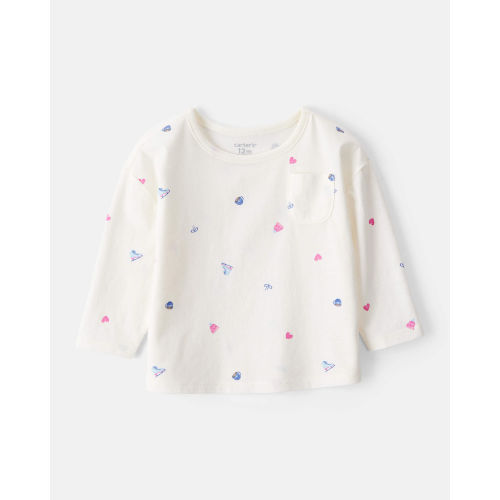 Baby Girl Winter Print Long-Sleeve Top - White - Carter's | Carter's